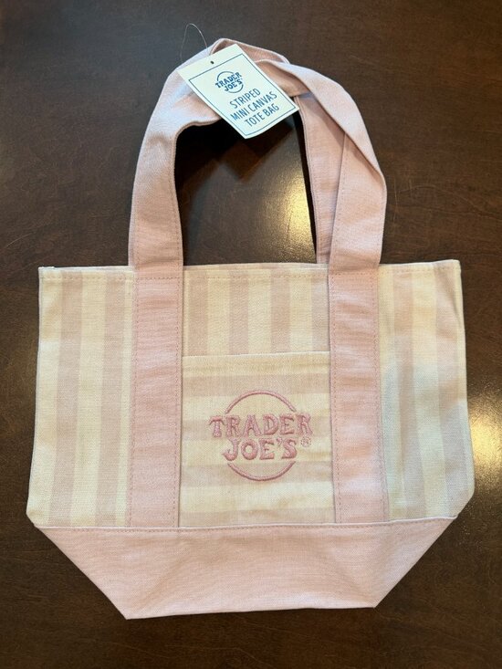 Trader Joe'S Handbags - TRADER JOES STRIPED MINI TOTE BAG in Pink
